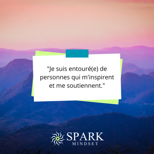 affirmation positive de l'application Spark Mindset pour cultiver la confiance en soi et le bien-être et sortir du burnout.