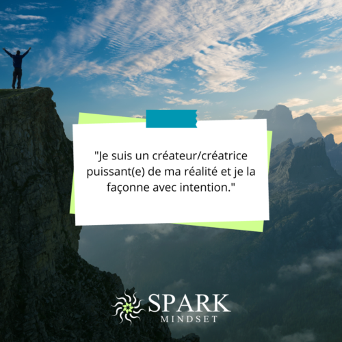 Affirmation positive de l'application Spark Mindset pour créer sa réussite et avoir des pensées positives pour un état de bine-être.