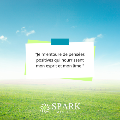 affirmation positive de l'application Spark Mindset, routine quotidienne d'affirmations matinales pour la confiance en soi et le bien-être.