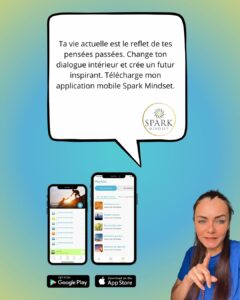 une personne qui reprogrammer son subconscient avec l'application mobile spark mindset pour augmenter sa confiance en soi et faire du développement personnel